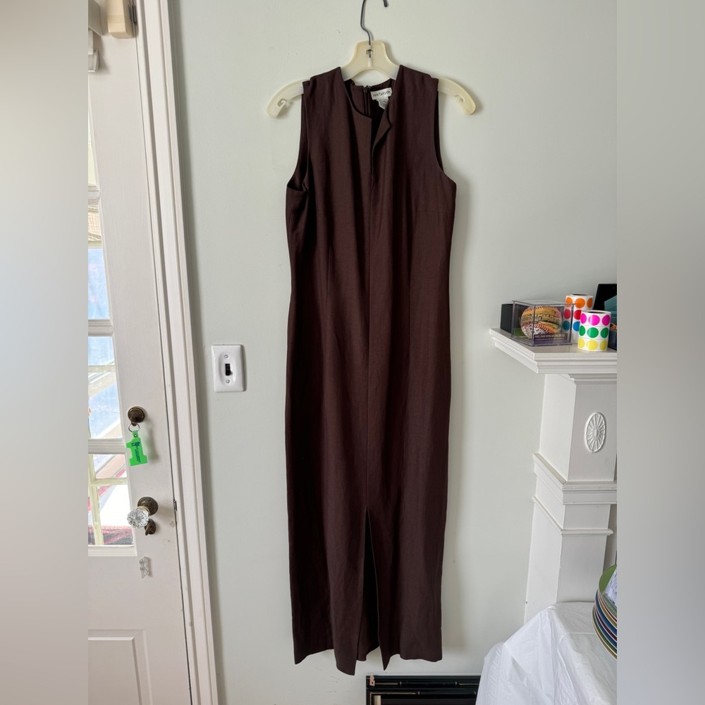 Brown Linen Ann Taylor Midi Dress